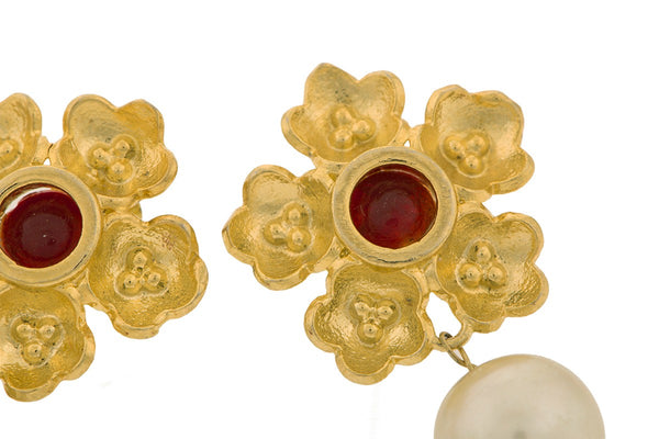 Gold Plated Poppy Pink Stud Earring