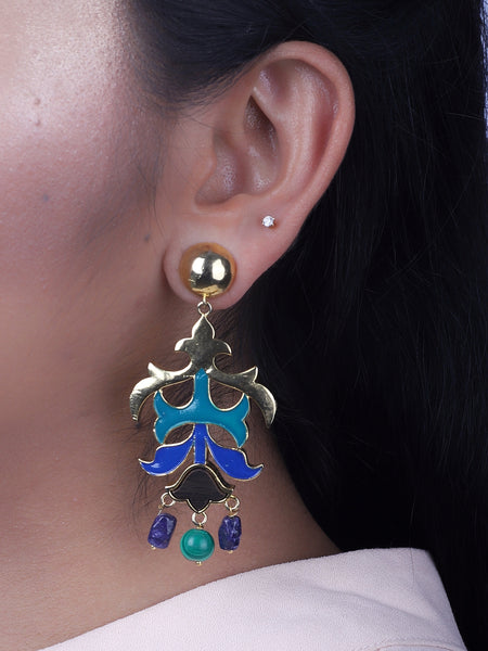 Kalidar Earrings and Brooch Pin Set in Malachite Gift Box