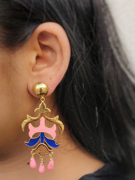 Kalidar Earrings- Coral