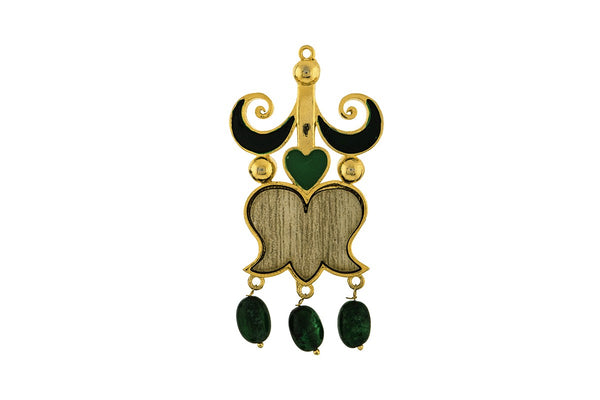 Kalidar Earrings and Brooch Pin Set in Malachite Gift Box